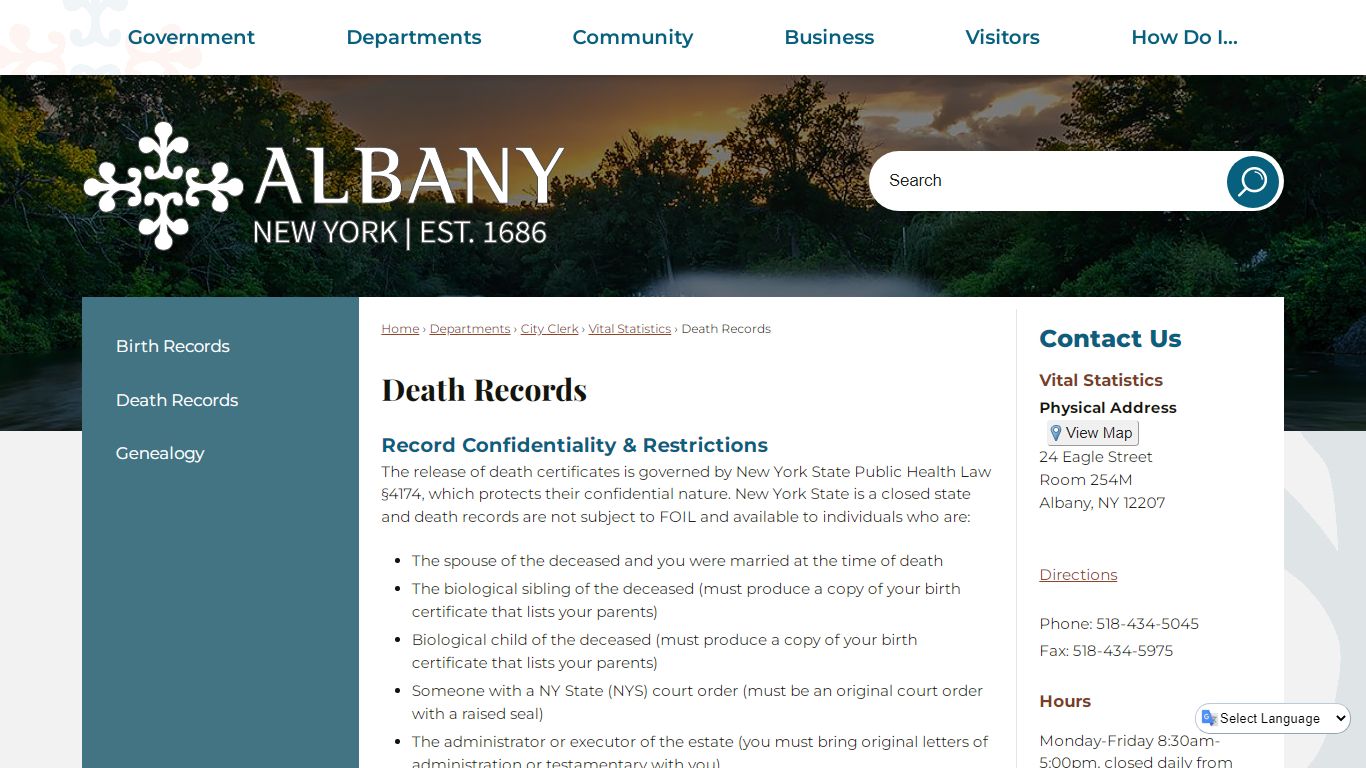 Death Records | Albany, NY